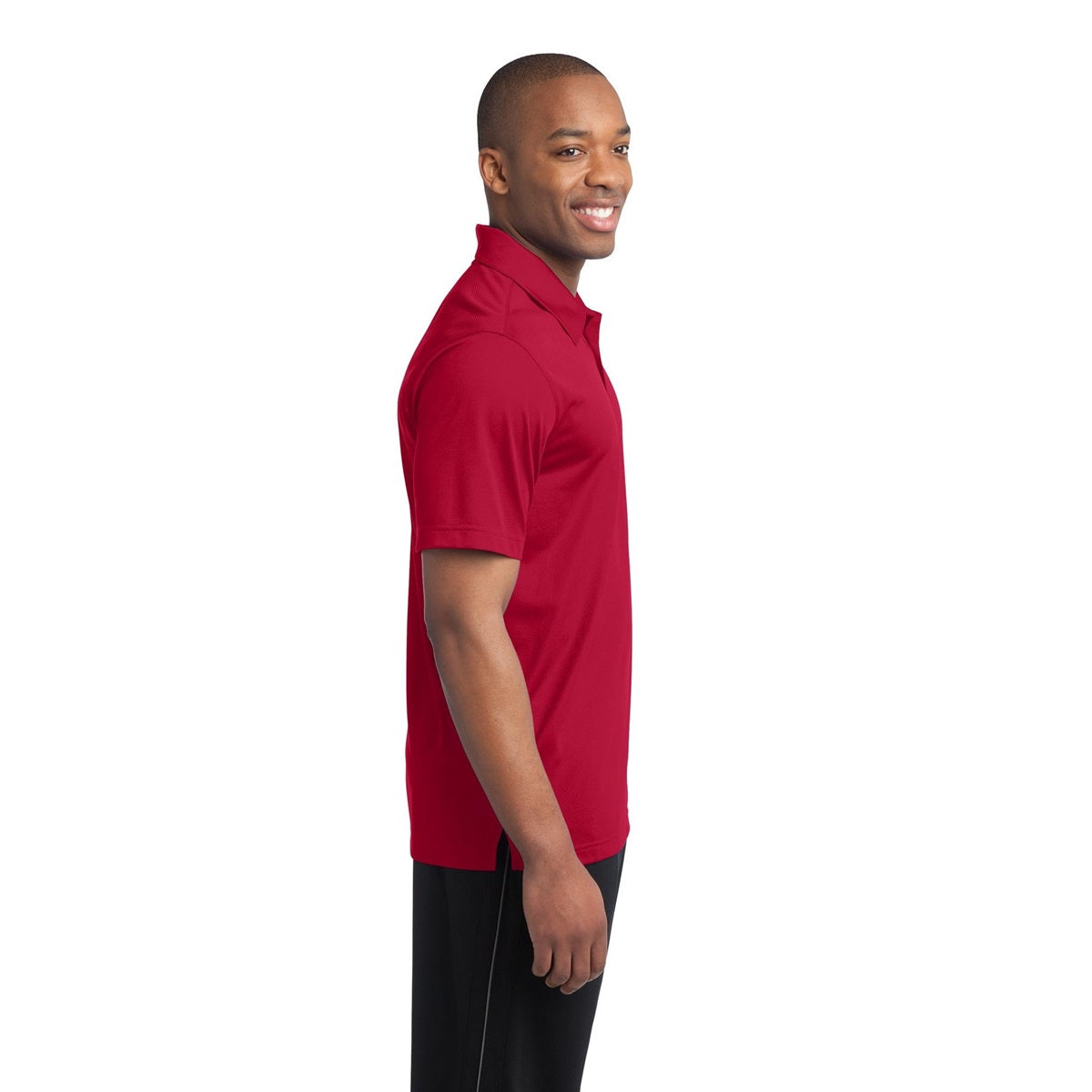 Black Polo Shirt - Sport-Tek - Textured Polyester - Stylish Fit