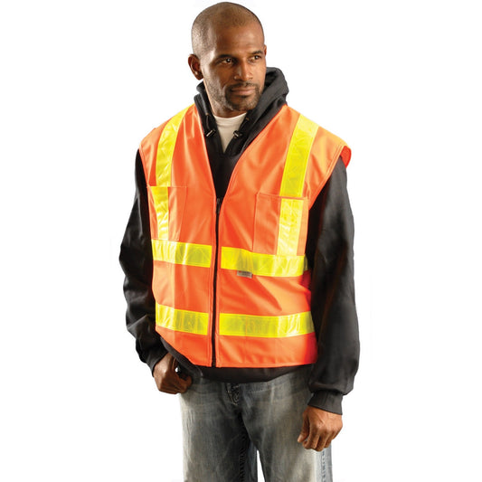 Orange Safety Vest - brand - Reflective Dual Stripe