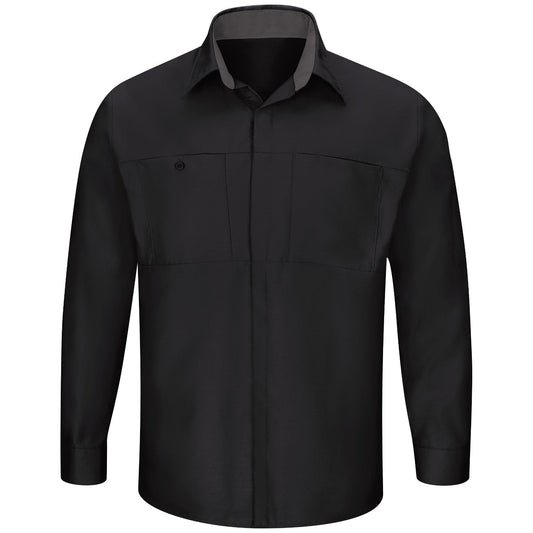 Black/Charcoal Button Up Shirt - Red Kap - OilBlok Finish