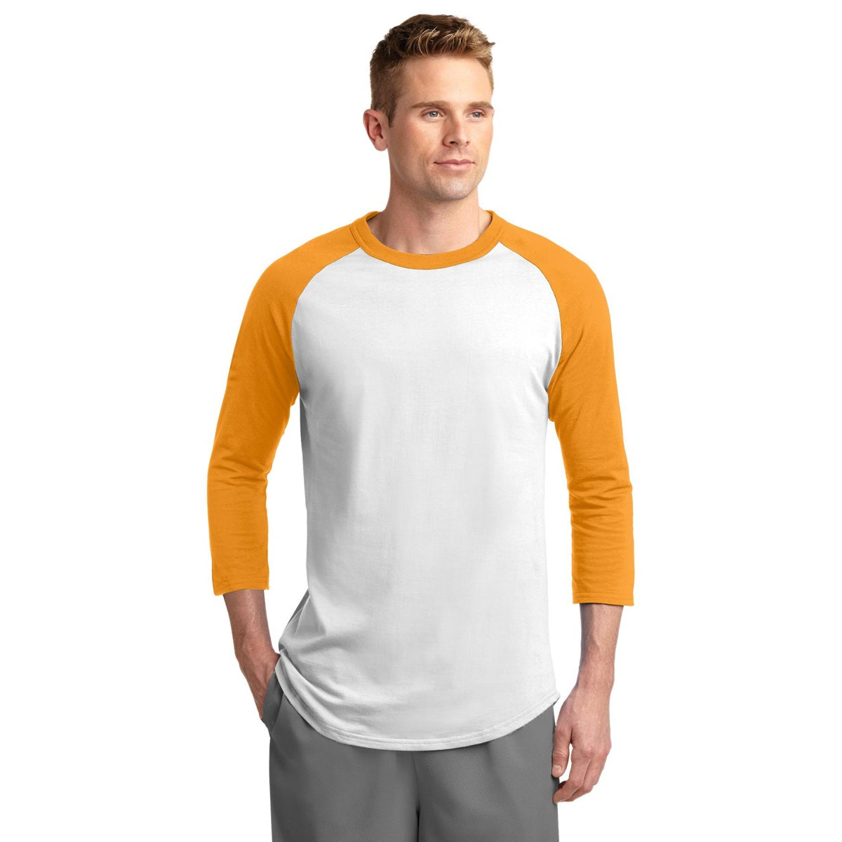 White/Deep Orange Jersey - Sport-Tek - Soft Cotton
