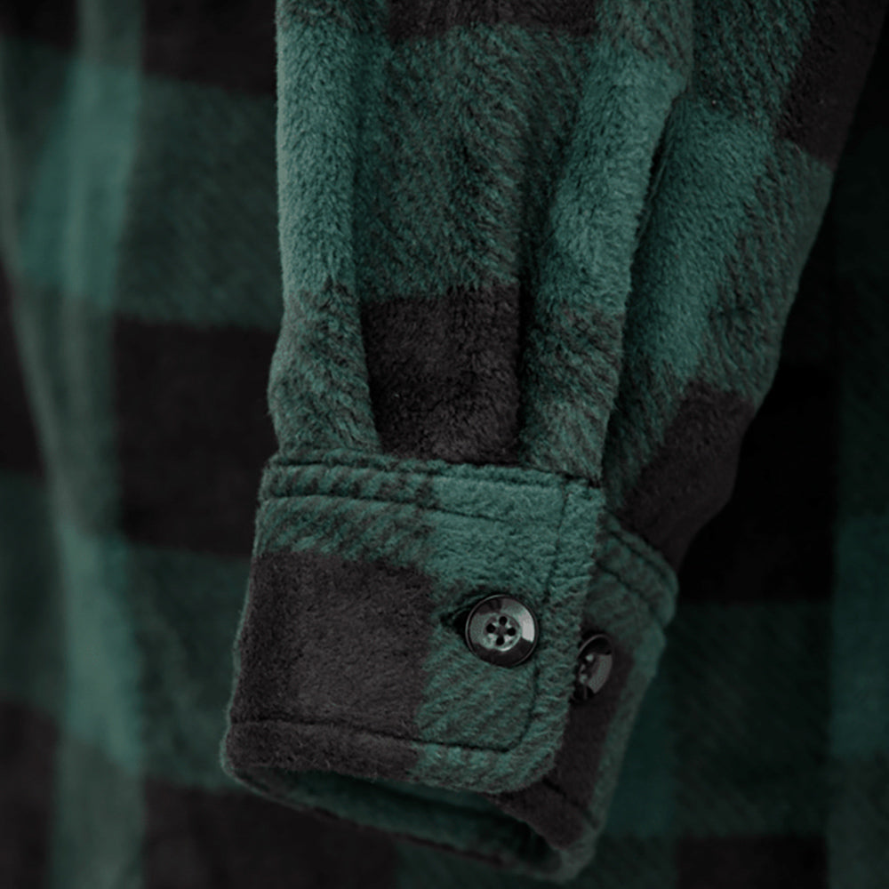 Green Check Button Up Shirt - Tough Duck - Classic Fleece
