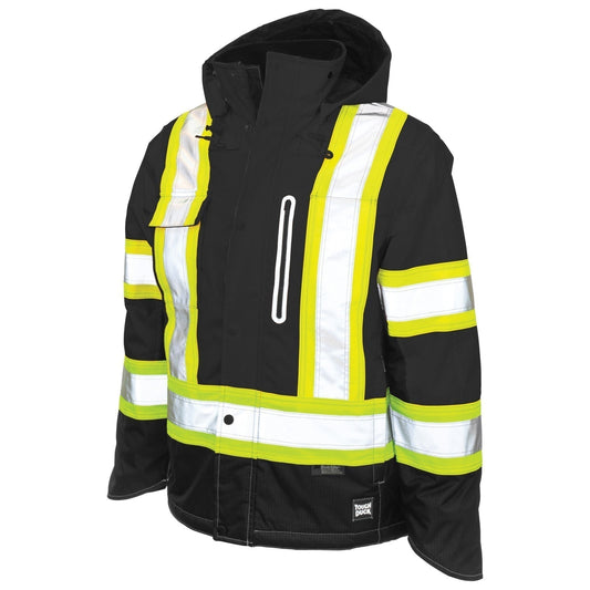 Black Safety Jacket - Tough Duck - Fleece Lined Comfort