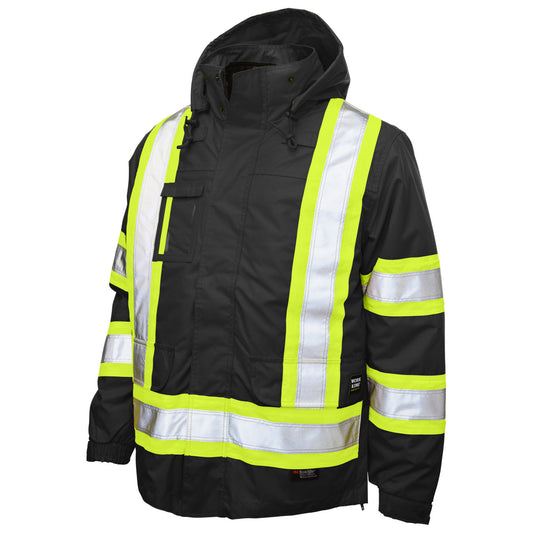 Black Safety Jacket - Tough Duck - Versatile Hi-Vis