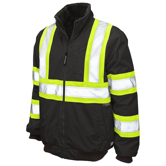 Black Safety Jacket - Tough Duck - Sherpa Lined