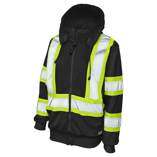 Black Safety Fleece Hoodie - Tough Duck - Reflective Material