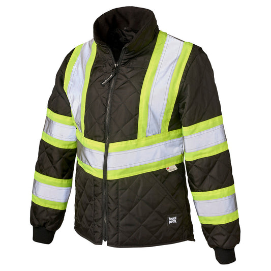 Black Safety Jacket - Tough Duck - Quilted Insulation