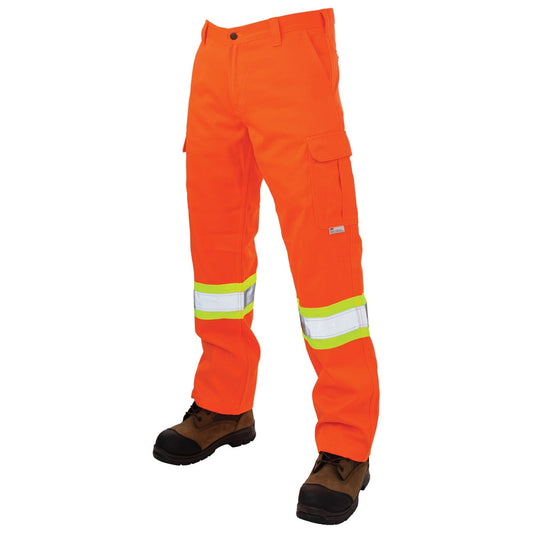 Orange Safety Pants - Tough Duck - Bright Twill Cargo