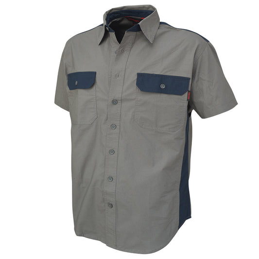 Grey Navy Button Up Shirts - Tough Duck - Stretch Ripstop