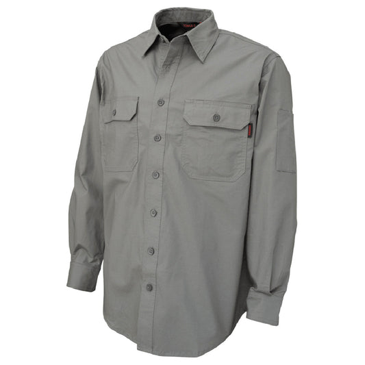 Grey Button Up Shirts - Tough Duck - Long Sleeve Flex