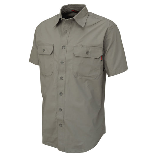 Grey Button Up Shirts - Tough Duck - Stretch Ripstop