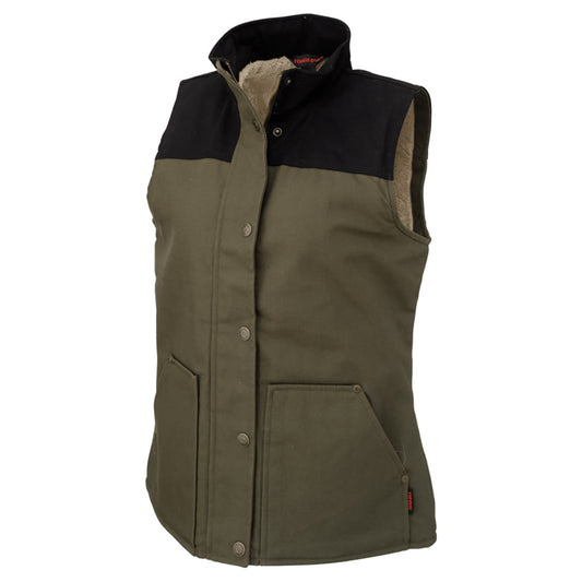 Olive Vest - Tough Duck - Cozy Sherpa Lining