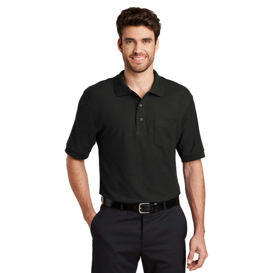 Black Polo Shirt - Port Authority - Stylish Blend - Casual Wear