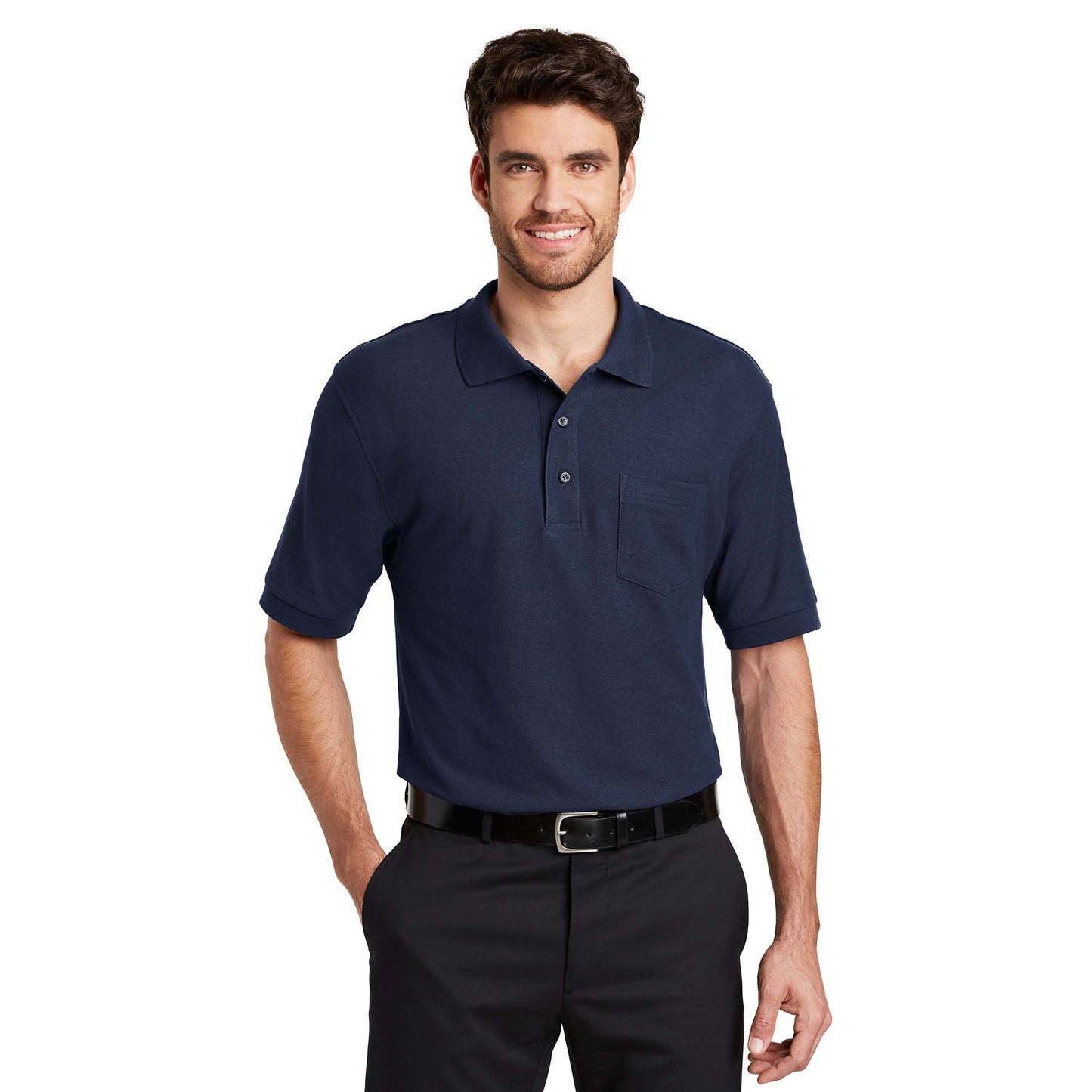 Black Polo Shirt - Port Authority - Stylish Blend - Casual Wear