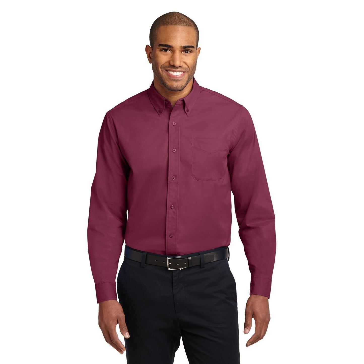 Black/Light Stone Button Up Shirt - Port Authority - Easy Care