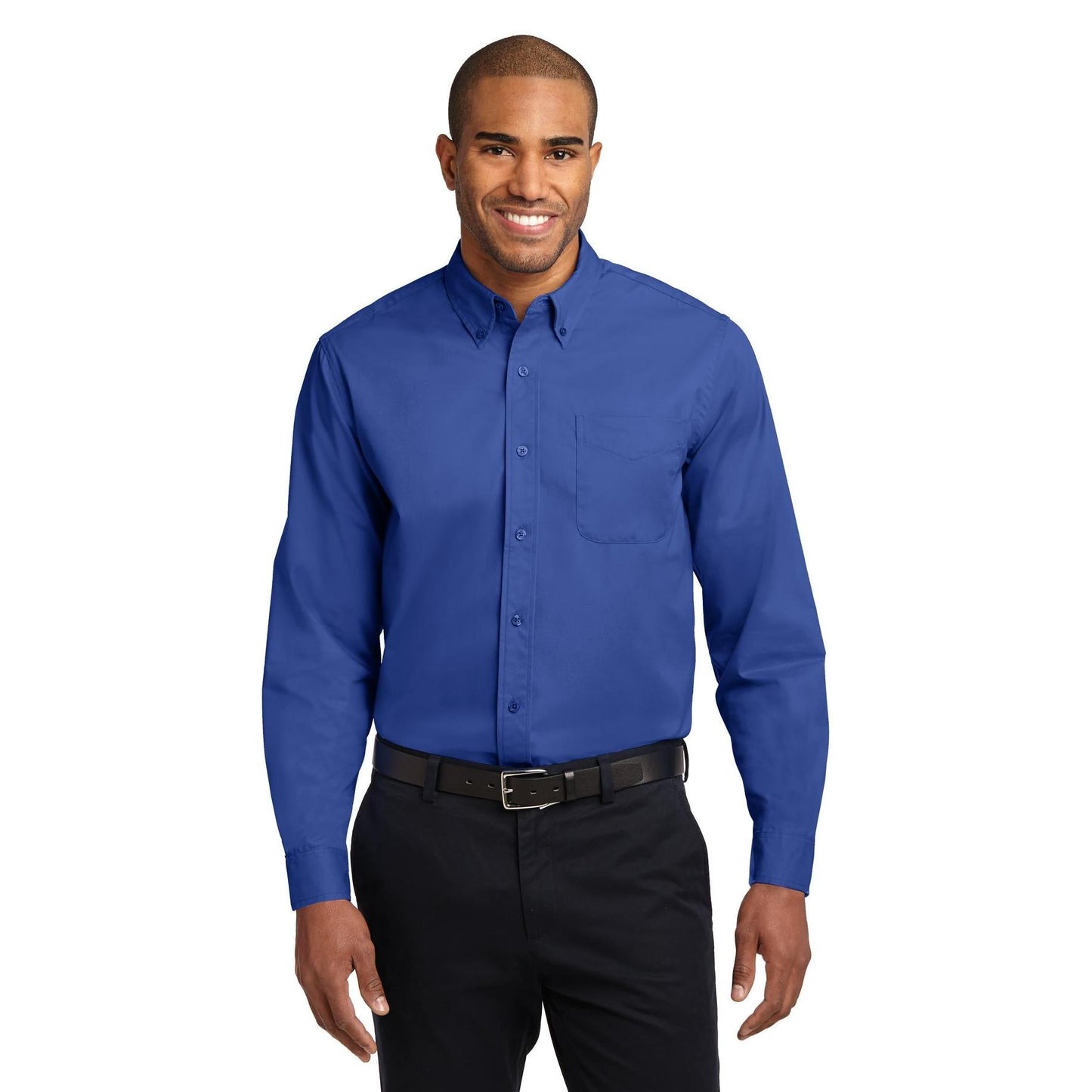 Black/Light Stone Button Up Shirt - Port Authority - Easy Care