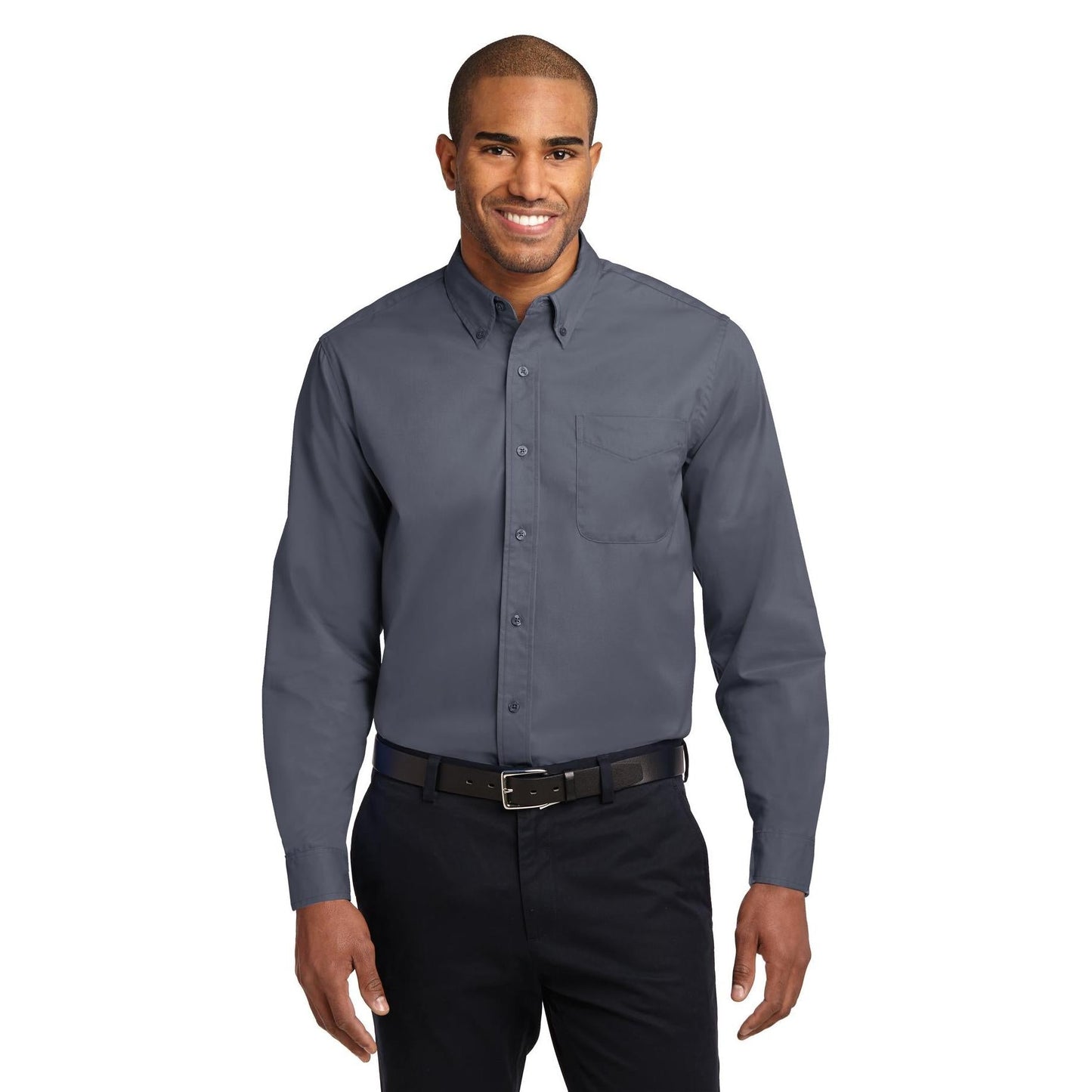 Black/Light Stone Button Up Shirt - Port Authority - Easy Care