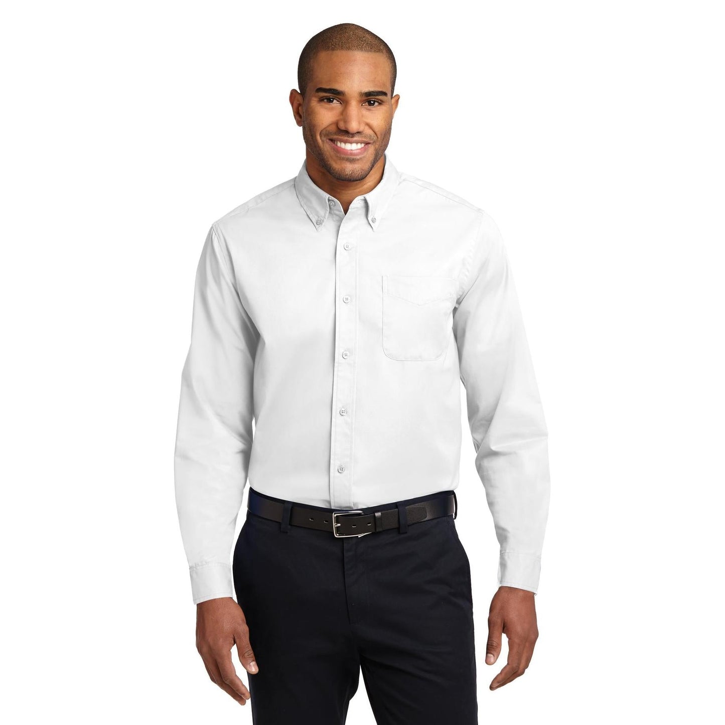 Black/Light Stone Button Up Shirt - Port Authority - Easy Care