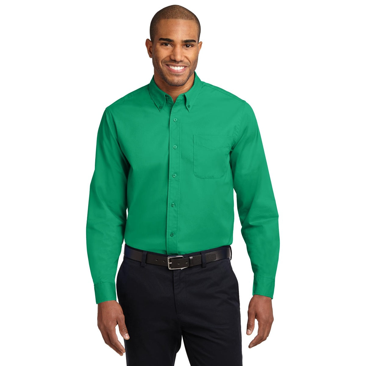 Black/Light Stone Button Up Shirt - Port Authority - Easy Care