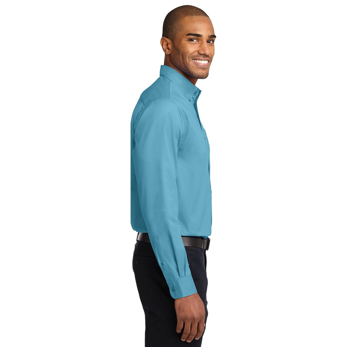 Black/Light Stone Button Up Shirt - Port Authority - Easy Care