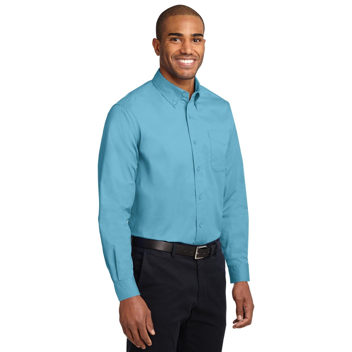 Black/Light Stone Button Up Shirt - Port Authority - Easy Care