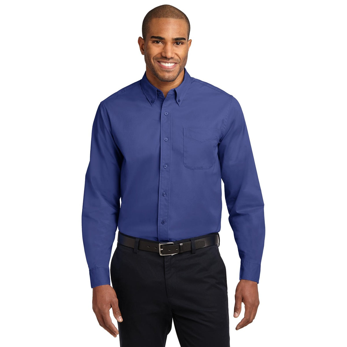 Black/Light Stone Button Up Shirt - Port Authority - Easy Care