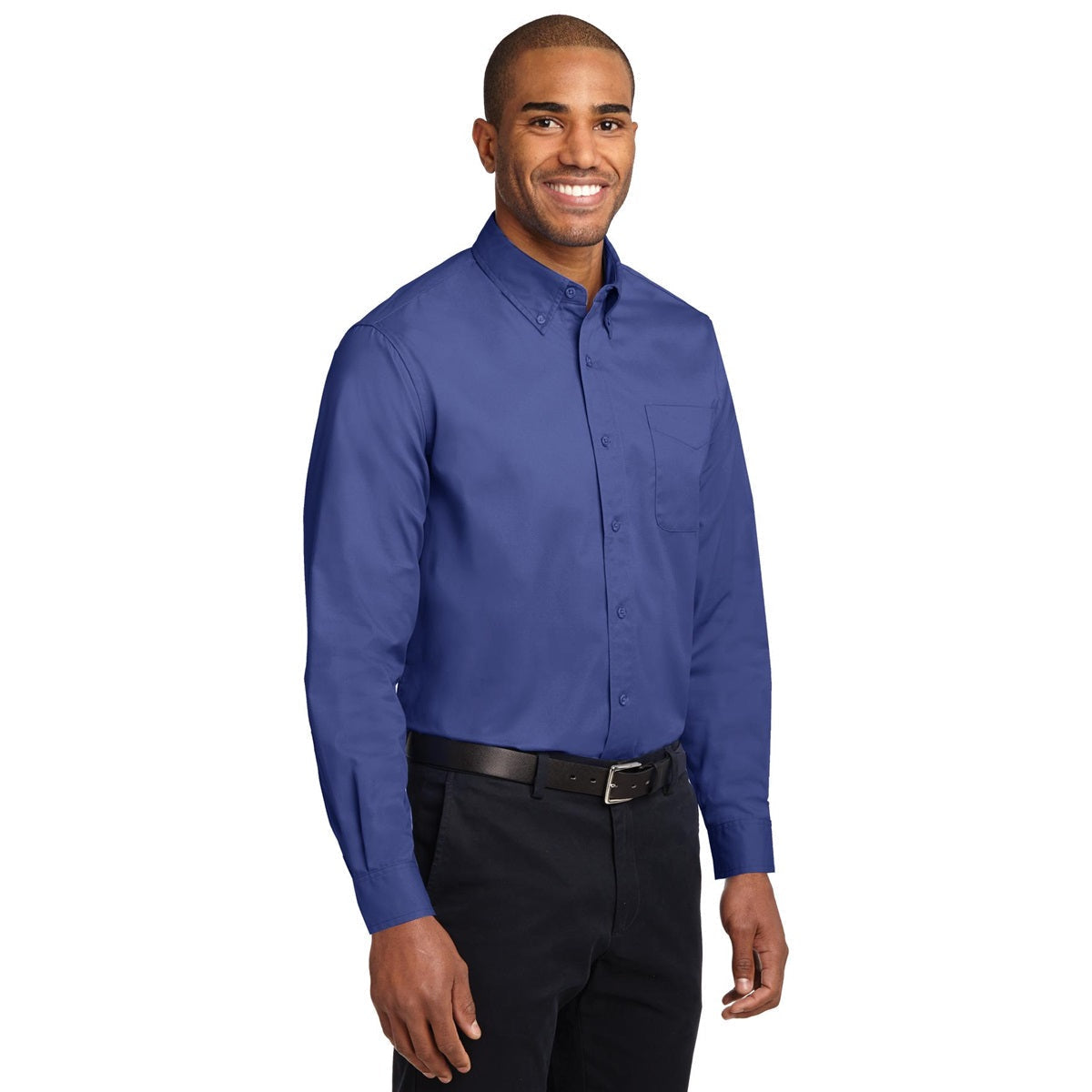 Black/Light Stone Button Up Shirt - Port Authority - Easy Care