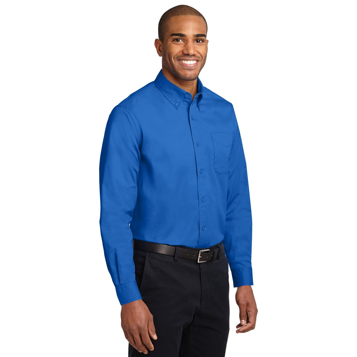 Black/Light Stone Button Up Shirt - Port Authority - Easy Care