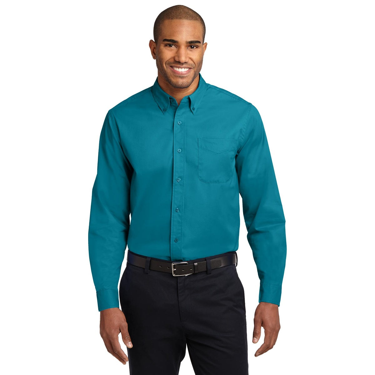 Black/Light Stone Button Up Shirt - Port Authority - Easy Care