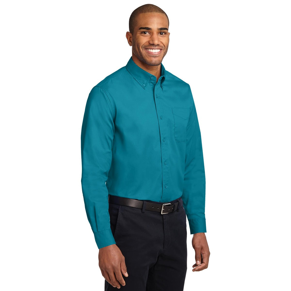 Black/Light Stone Button Up Shirt - Port Authority - Easy Care