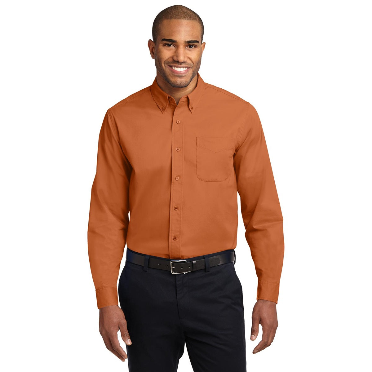 Black/Light Stone Button Up Shirt - Port Authority - Easy Care