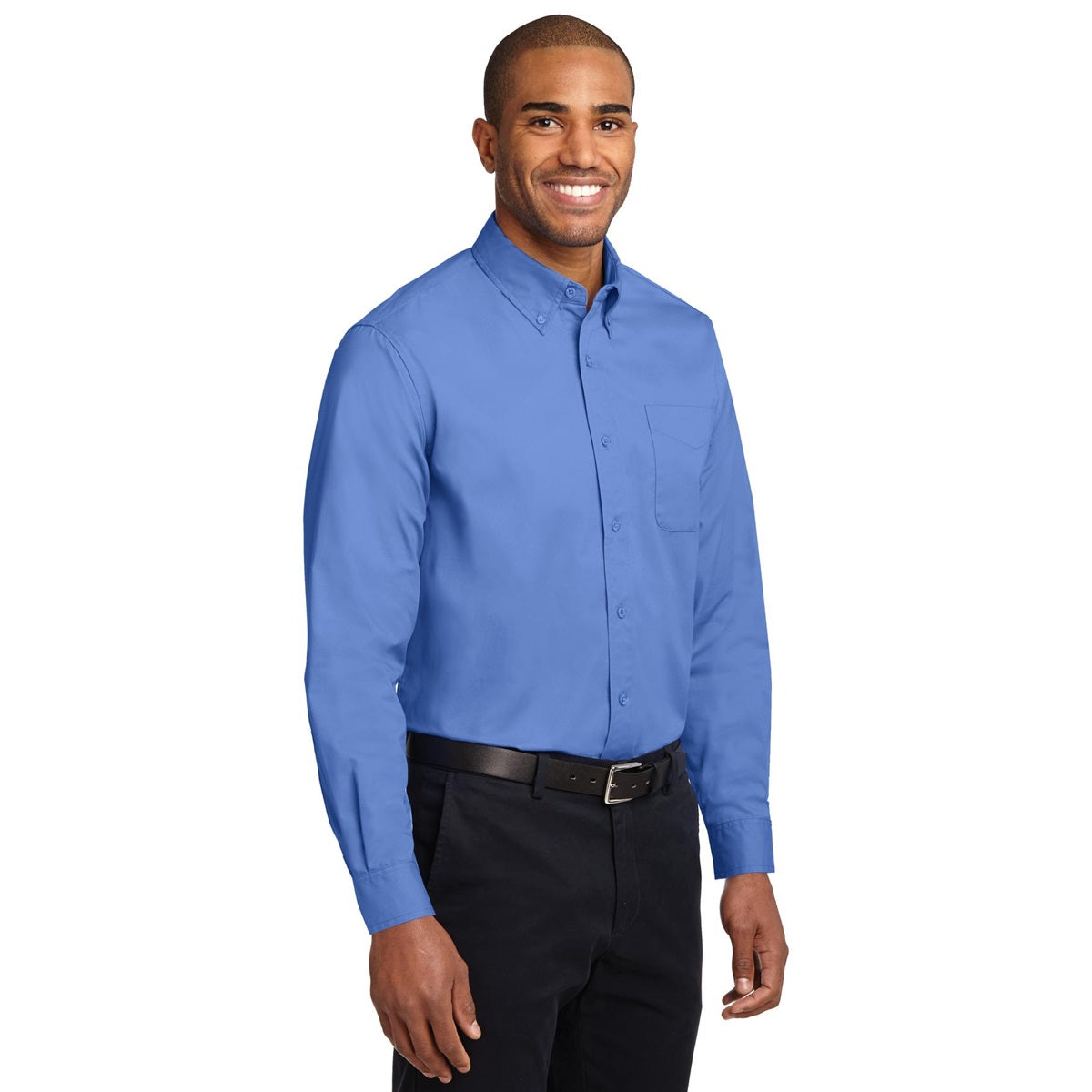 Black/Light Stone Button Up Shirt - Port Authority - Easy Care