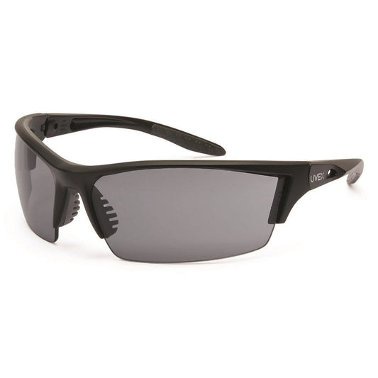 Gray Lens Glasses - Uvex - Safety Matte Black Frame