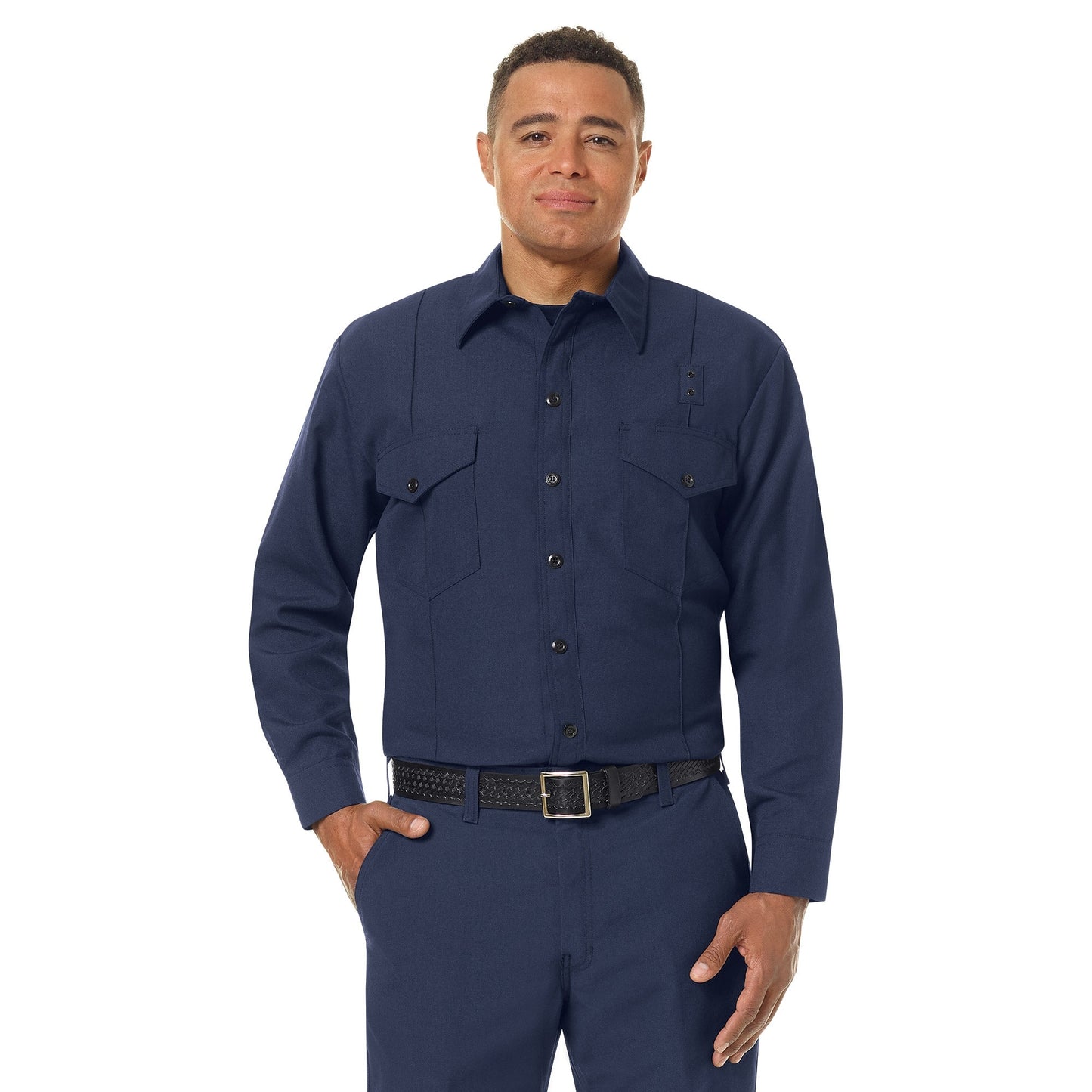 Black Button Up Shirts - Workrite - Long Sleeve Firefighter