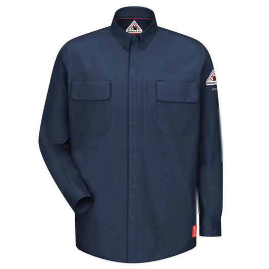 Dark Blue Button Up Shirt - Bulwark FR - Comfortable Fit