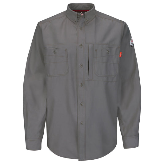 Grey Button Up Shirt - Bulwark FR - Durable Fabric