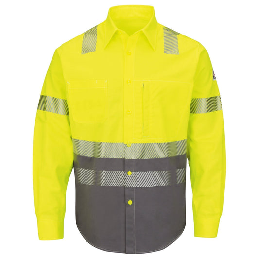 Yellow/Lime Button Up Shirts - Bulwark FR - Hi-Visibility