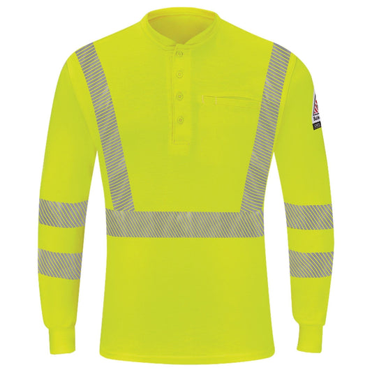 Yellow Lime Henley Shirt - Bulwark FR - High Visibility