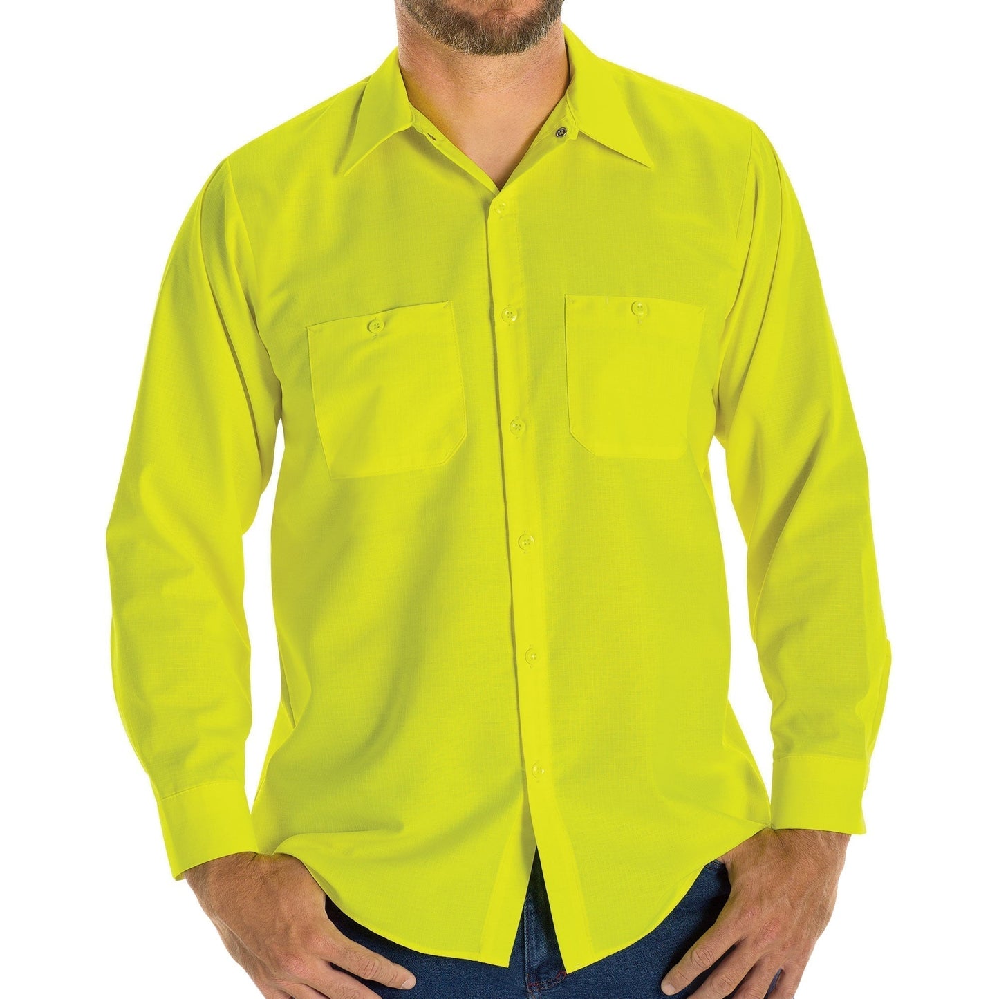 Long Sleeve Button Up Shirts - Red Kap - Enhanced Visibility
