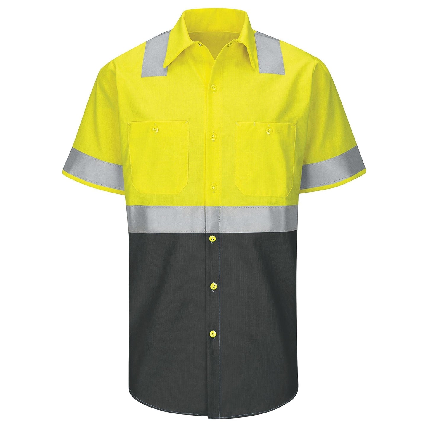 Hi-Vis Button Up Shirt - Red Kap - Colorblock Ripstop