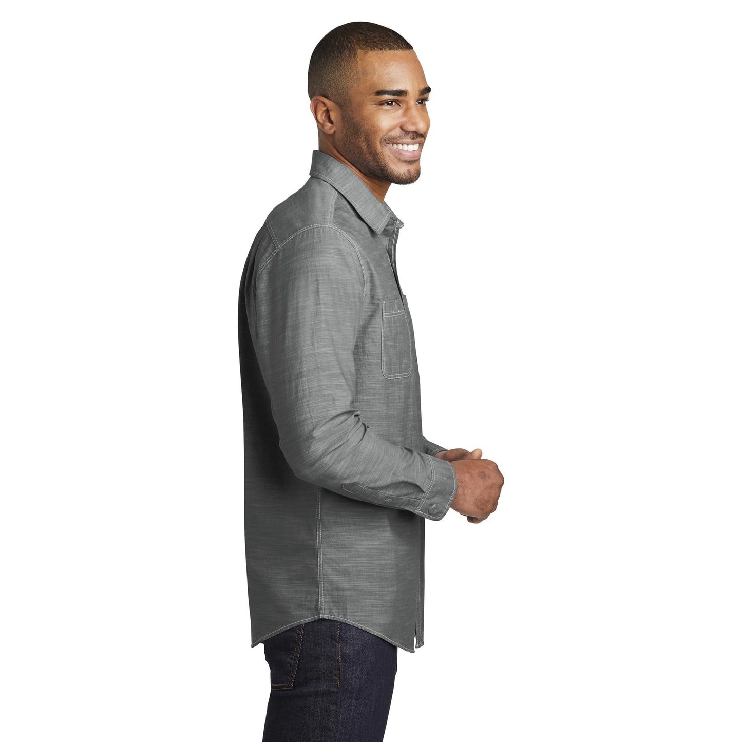Grey Casual Button Up Shirts - Port Authority - Stylish Fit