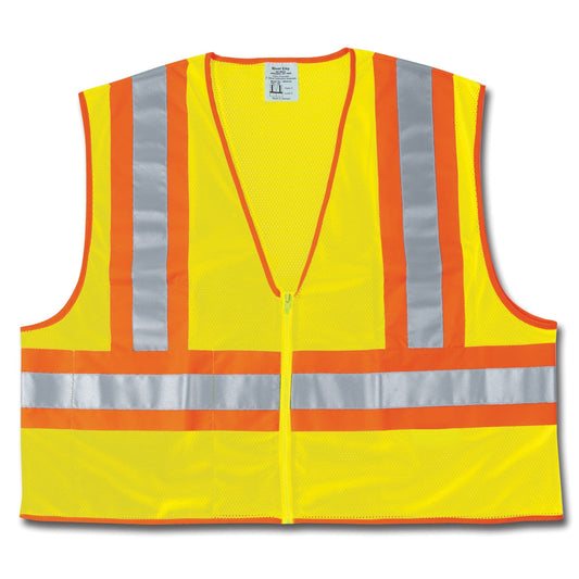 Yellow/Lime Safety Vests - MCR Safety - Two-Tone Mesh