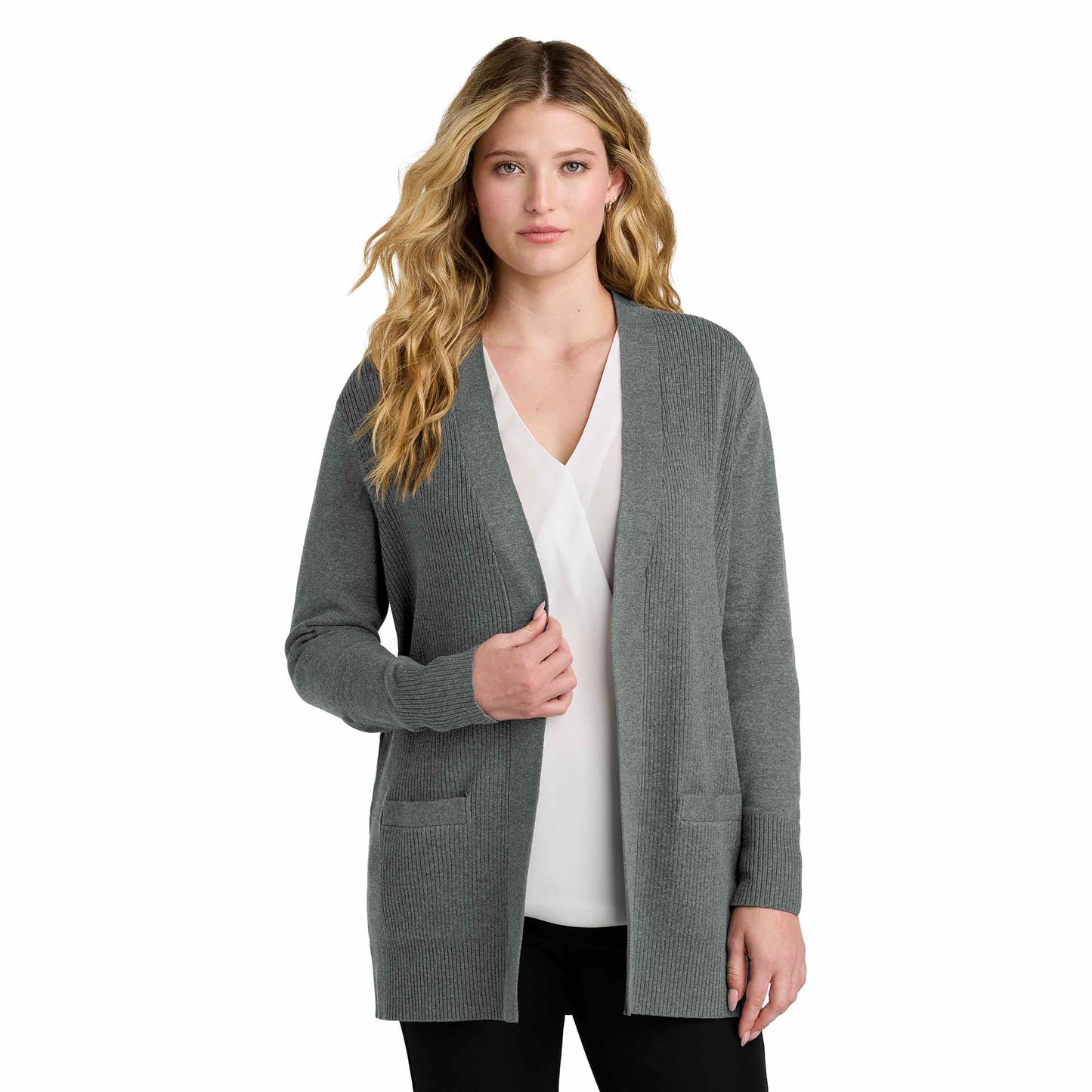 Charcoal Heather Cardigans - Port Authority - Easy Care
